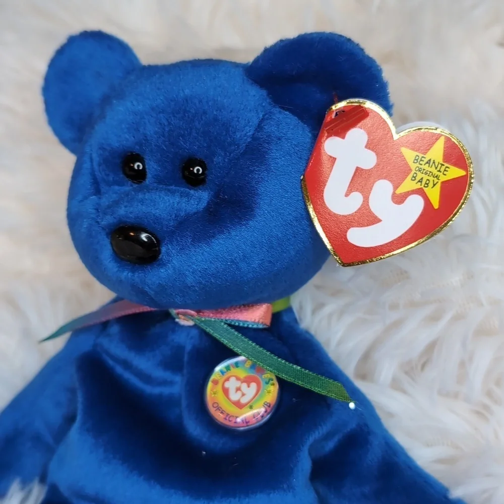 TY Beanie Baby CLUBBY the Royal Blue Teddy Bear - Picture 2 of 10